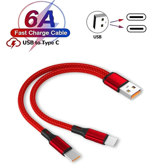 5A 2-in-1 Fast Charging Cable USB to Type-C & Micro USB 1.2m USB Charging Cable Peaceful Pleasures Health and Wellness