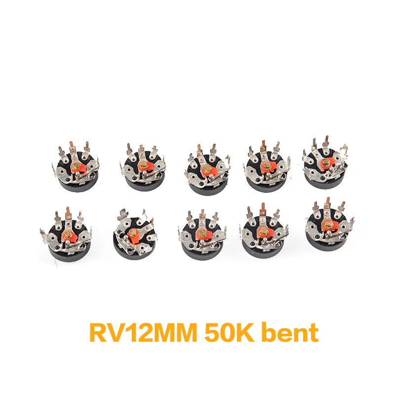 10Pcs/set Straight Angle Radio Potentiometer RV12MM B103 B10K B503 B50K Power Amplifier Volume Potentiometer With Switch Peaceful Pleasures Health and Wellness 50K bent 10pcs