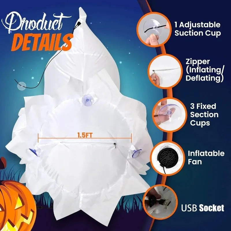 Halloween Inflatable Ghost Corpse with LED Eyes | Outdoor Decor