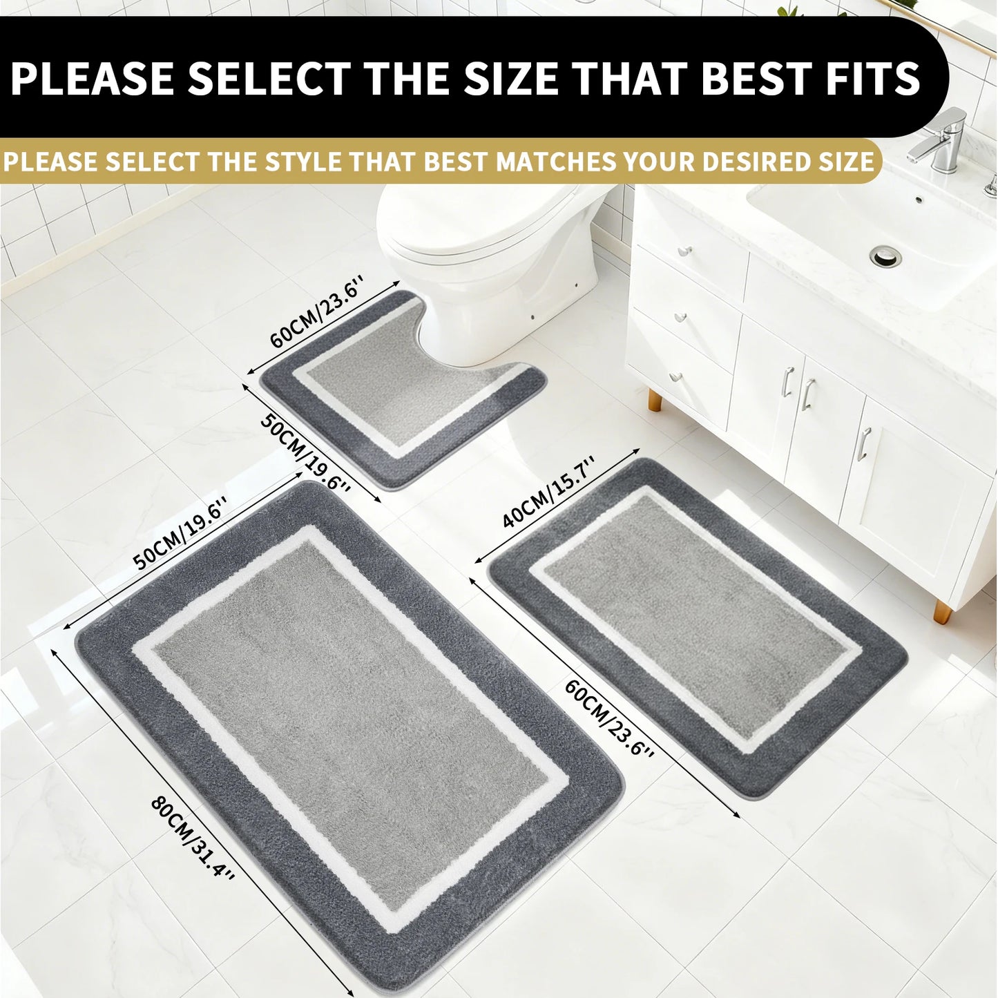 Plush Bathroom Rugs Soft Super Absorbent Microfiber Bath Non-slip Mats Machine Washable Shaggy Carpeta Shower Foot Floor Mat Peaceful Pleasures Health and Wellness
