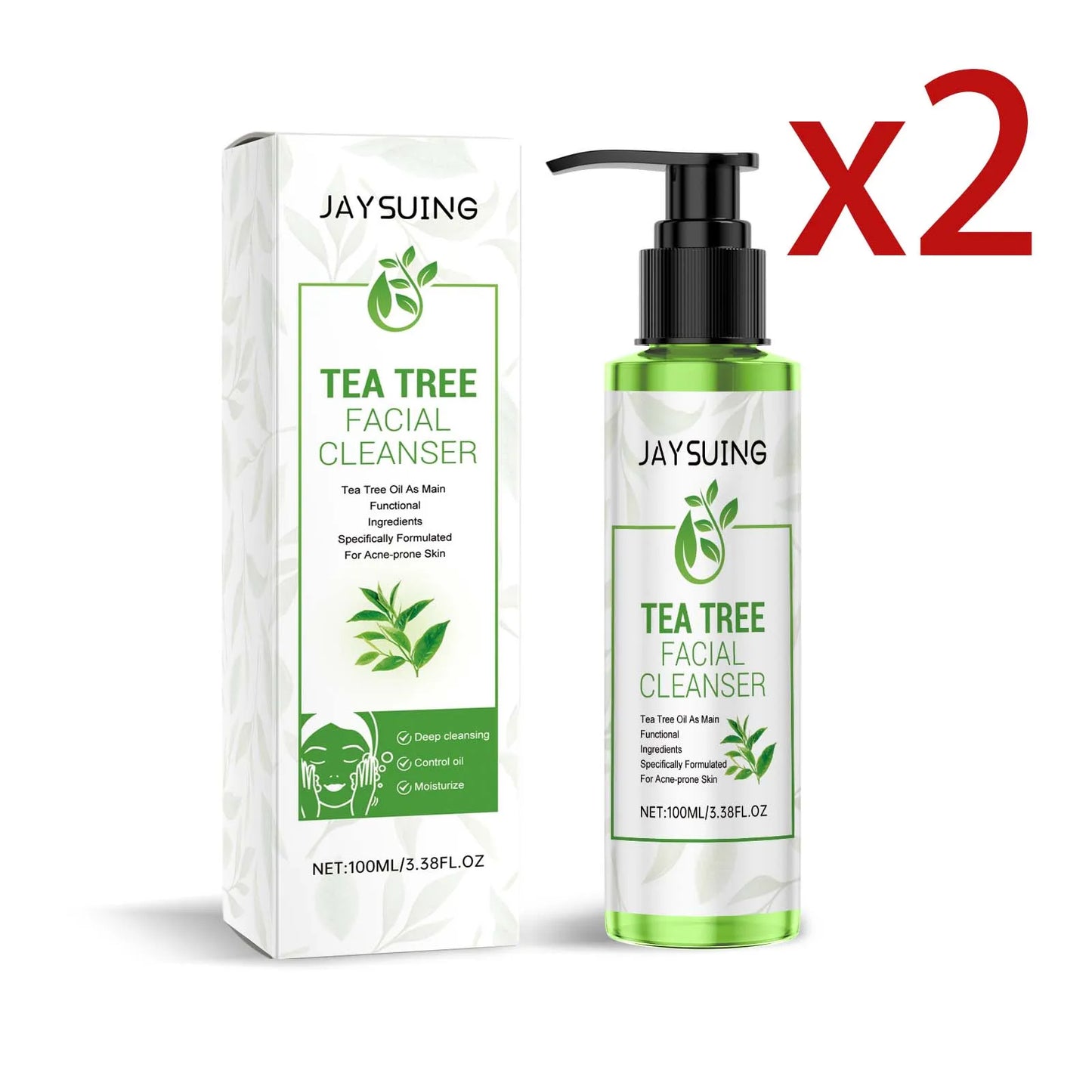 Tea Tree Cleansing Gel Exfoliation Remove Facial Dirt Preventing Blackheads Relieve Skin Sensitivity Moisturizing Face Cleanser Peaceful Pleasures Health and Wellness 2x100ml 100ml