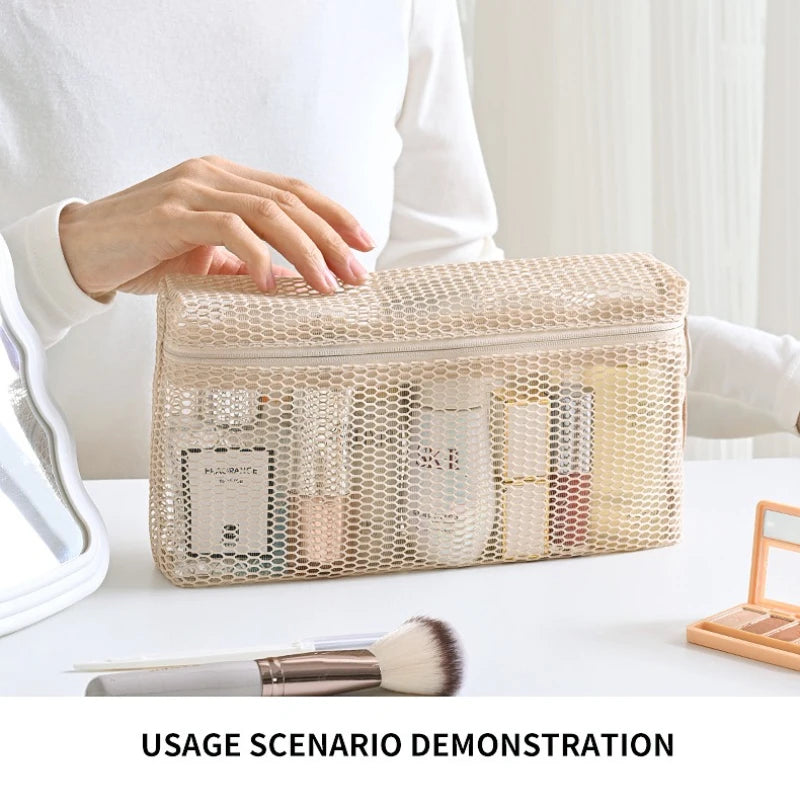 Mesh Travel Toiletry Bag – TSA Carry-On Clear Cosmetic Organizer