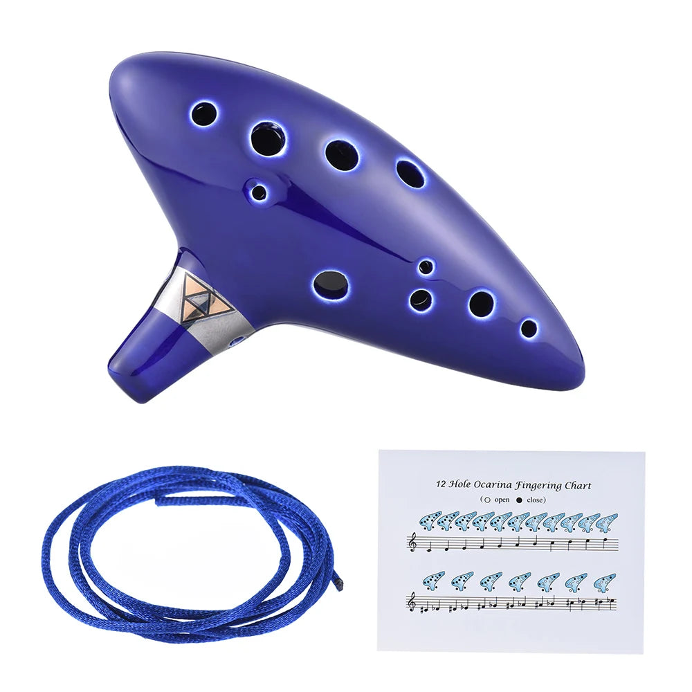 ammoon 12-Hole Ceramic Ocarina Alto C Flute + Music Score