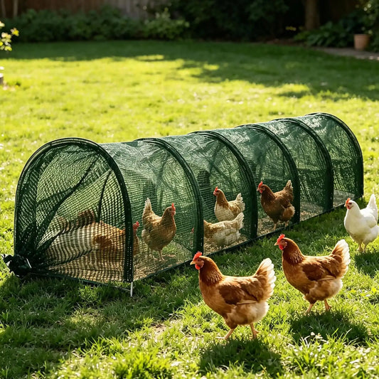 Foldable Chicken Tunnel Run 118" | Portable Poultry Enclosure Poultry Tunnel Run Peaceful Pleasures Health and Wellness