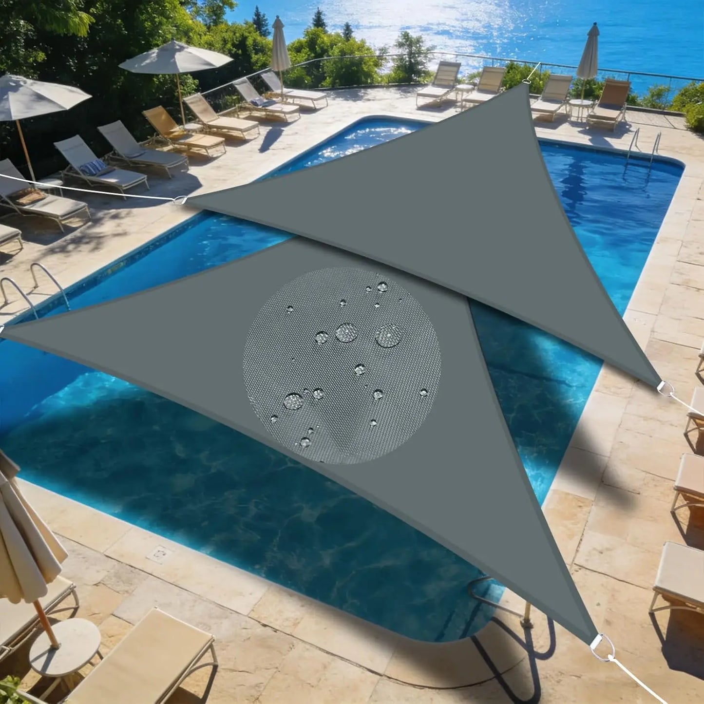Waterproof Triangle Shade Sail UV Canopy 5x5x5 / 5x5x7M
