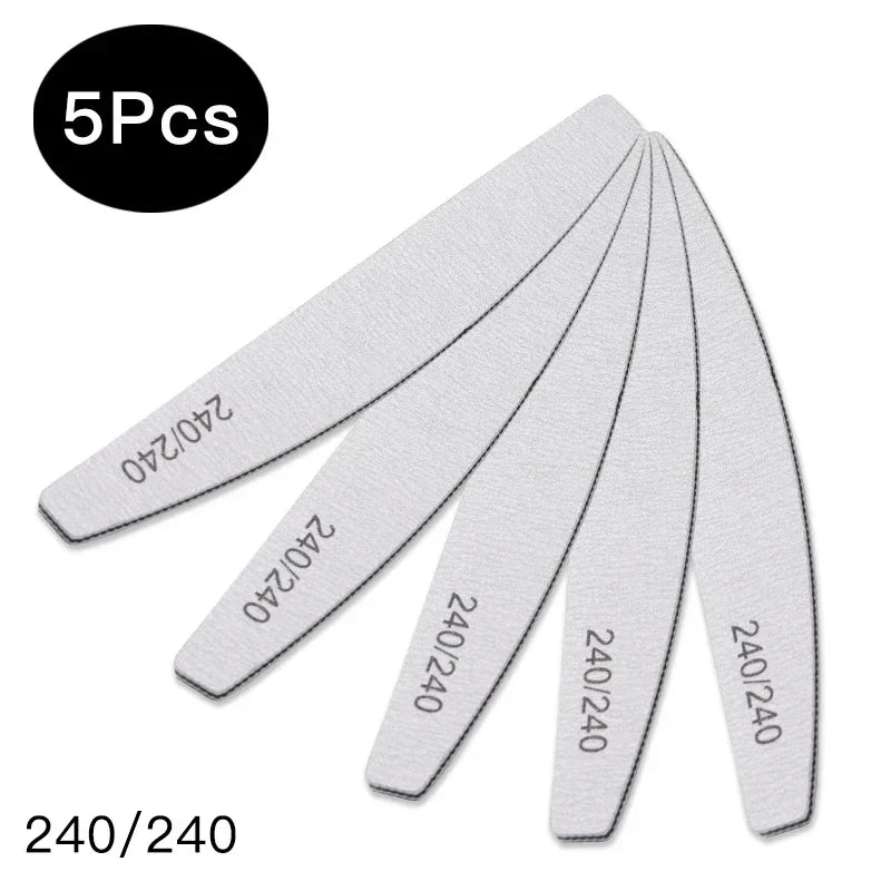 3/5/10Pcs Professional Nail File Sandpaper Strong Thick Nail Files Buffer For Manicure Sanding Half Moon Lime Nail Tools 100/180 Peaceful Pleasures Health and Wellness Q39129 5PCS