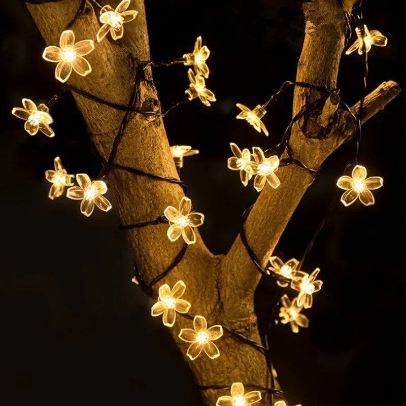 Solar Cherry Blossom String Lights 5M 20 LED Sakura Garland