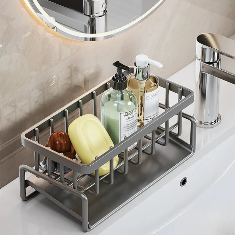 Kitchen Sink Sponge Holder & Drain Rack | Space Aluminum