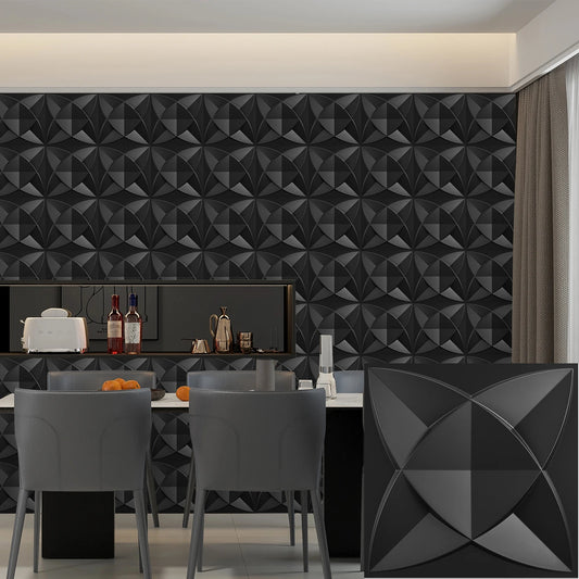 3D Wall Panels for Interior Wall Decor, Modern Diamond Textured Accent Wall Paneling for Gaming Living Room TV Wall Background Peaceful Pleasures Health and Wellness black 30pcs