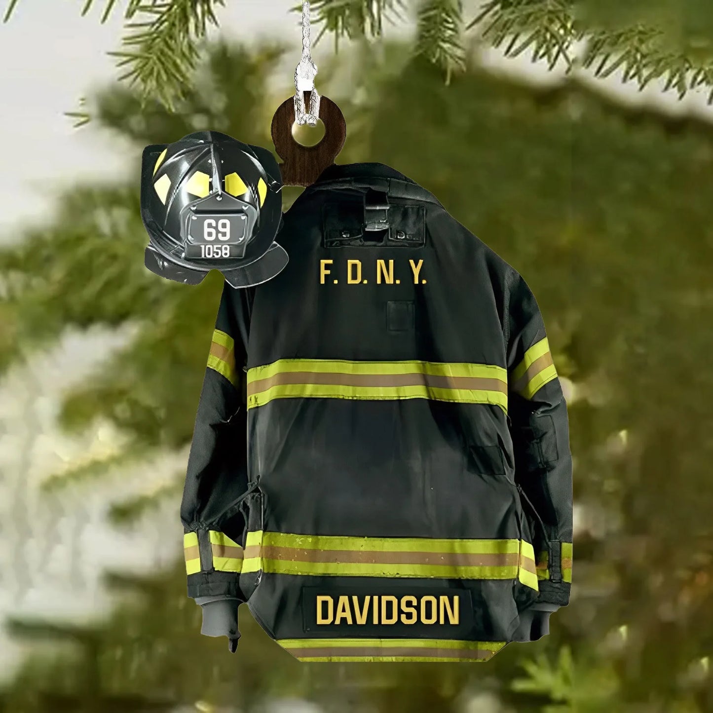 Firefighter Theme Pendant with Lanyard Adding Christmas Ambience Hangings for Table Bookshelf Fireplace Decor Peaceful Pleasures Health and Wellness