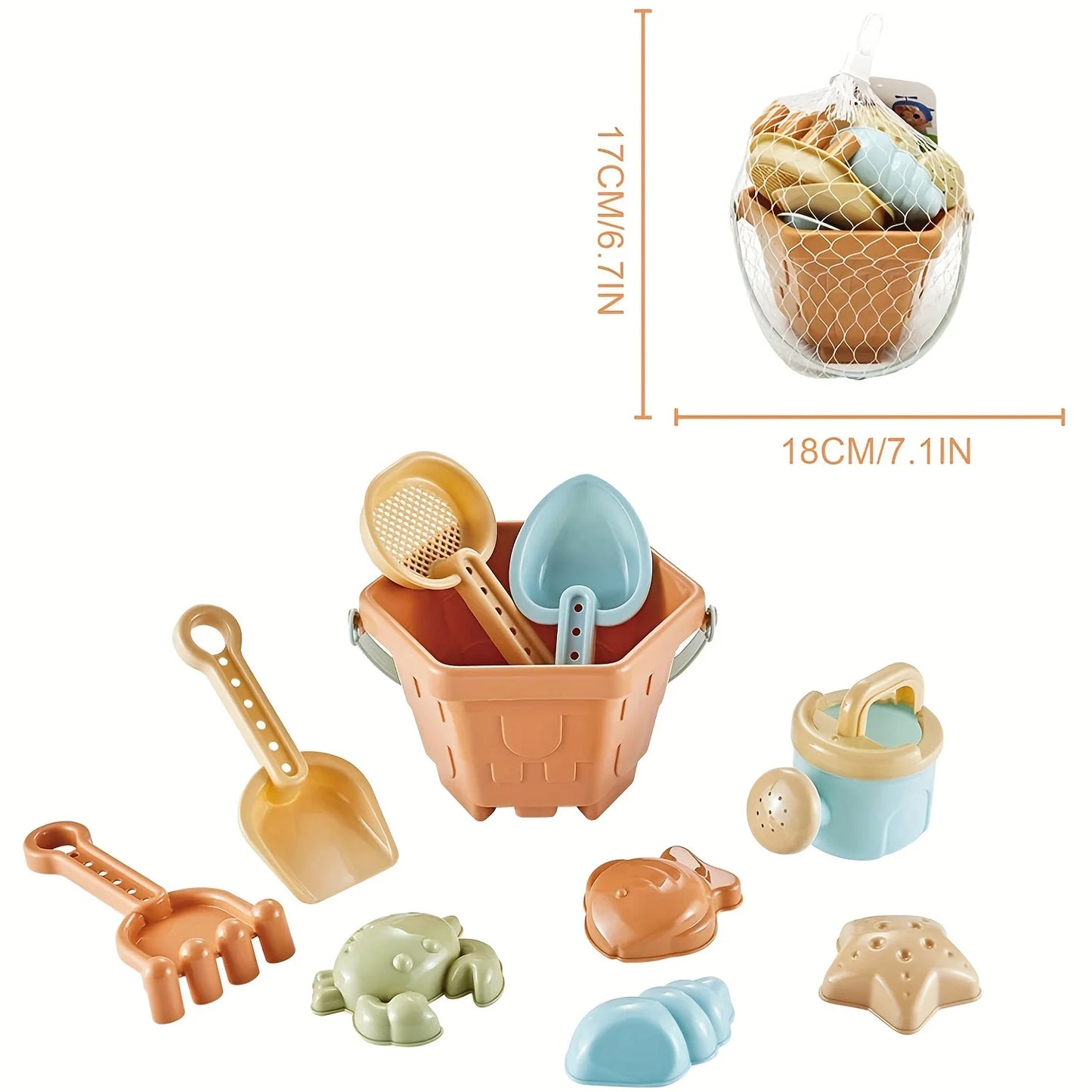 10-Piece Beach Sand Toys Set | Buckets, Shovels & Molds