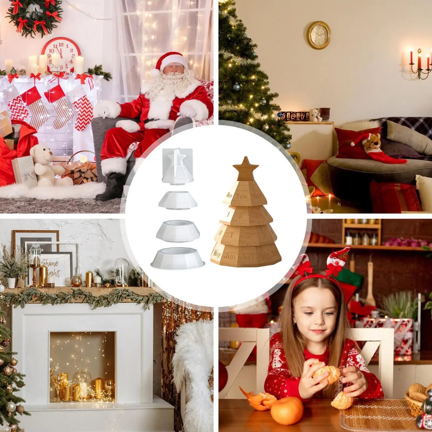 Silicone Crafting Mold Reusable Easy Release Silicone Mold For Christmas Tree Perpetual Calendar For Concrete Plaster Clay Peaceful Pleasures Health and Wellness
