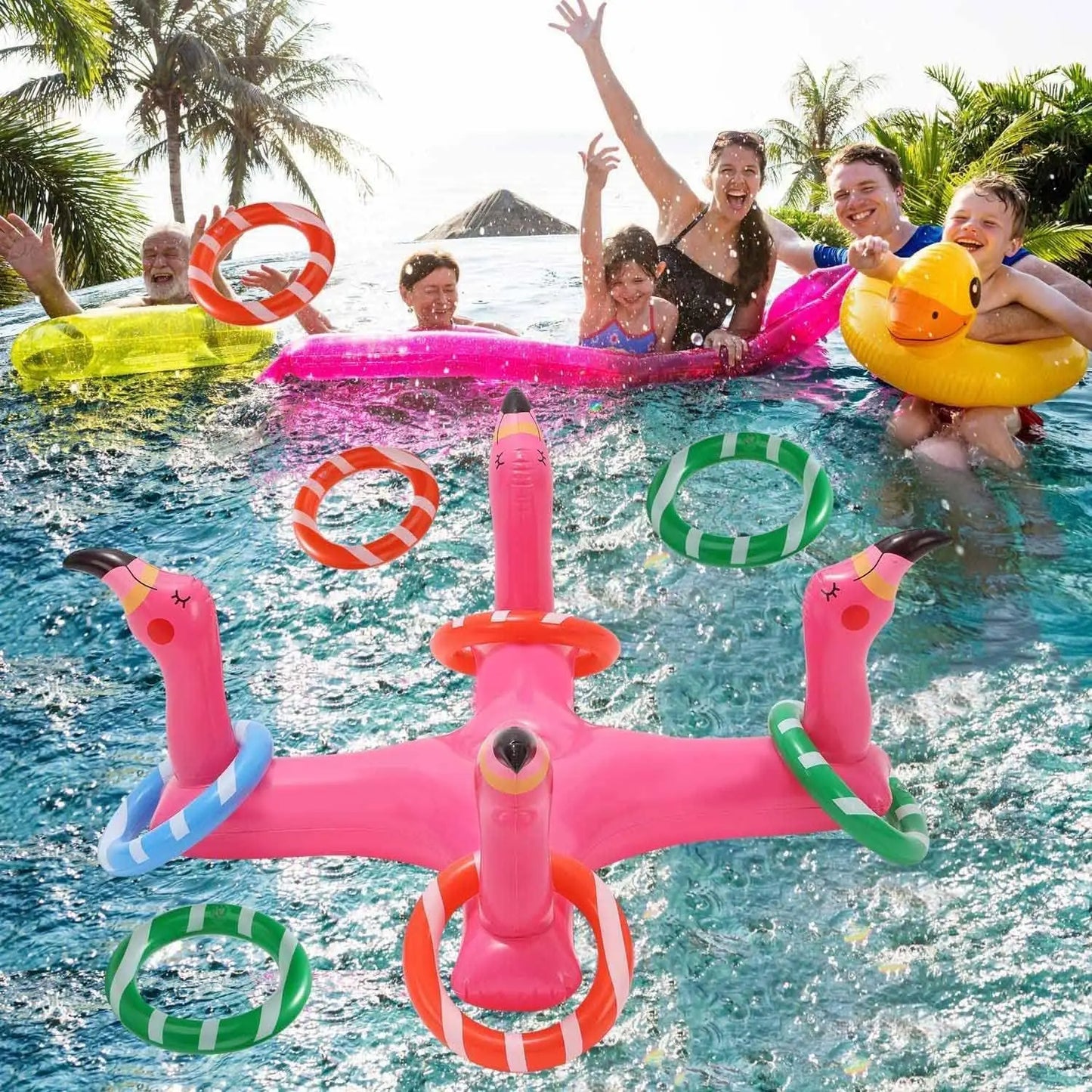 Flamingo Inflatable Ring Toss Pool Game – Kids & Family Fun