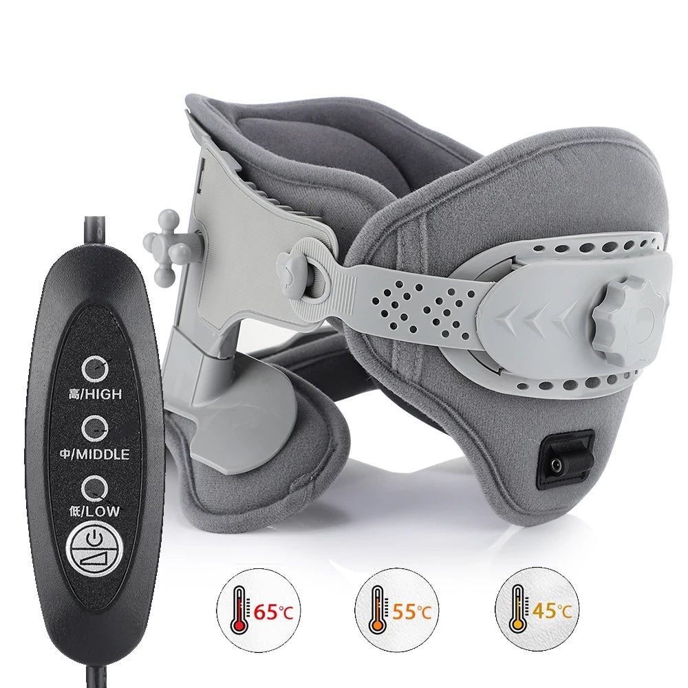 3 in 1 Neck Cervical Traction Electric Heating Spine Stretcher Support Collar Home Chiropractic Tool Spine Neck Posture Brace Peaceful Pleasures Health and Wellness