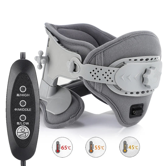 3 in 1 Neck Cervical Traction Electric Heating Spine Stretcher Support Collar Home Chiropractic Tool Spine Neck Posture Brace Peaceful Pleasures Health and Wellness