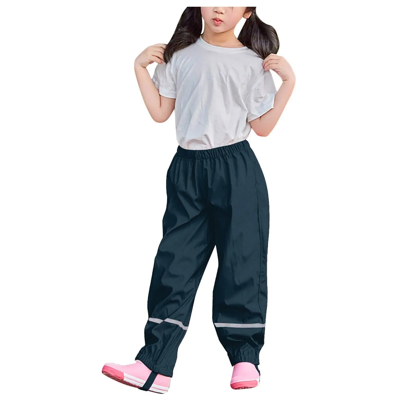 Children's Solid Color Loose Pencil Wind And Waterproof Mud Trousers Breathable Multi-function Casual Trouser For Boys And Girls Peaceful Pleasures Health and Wellness Navy 98