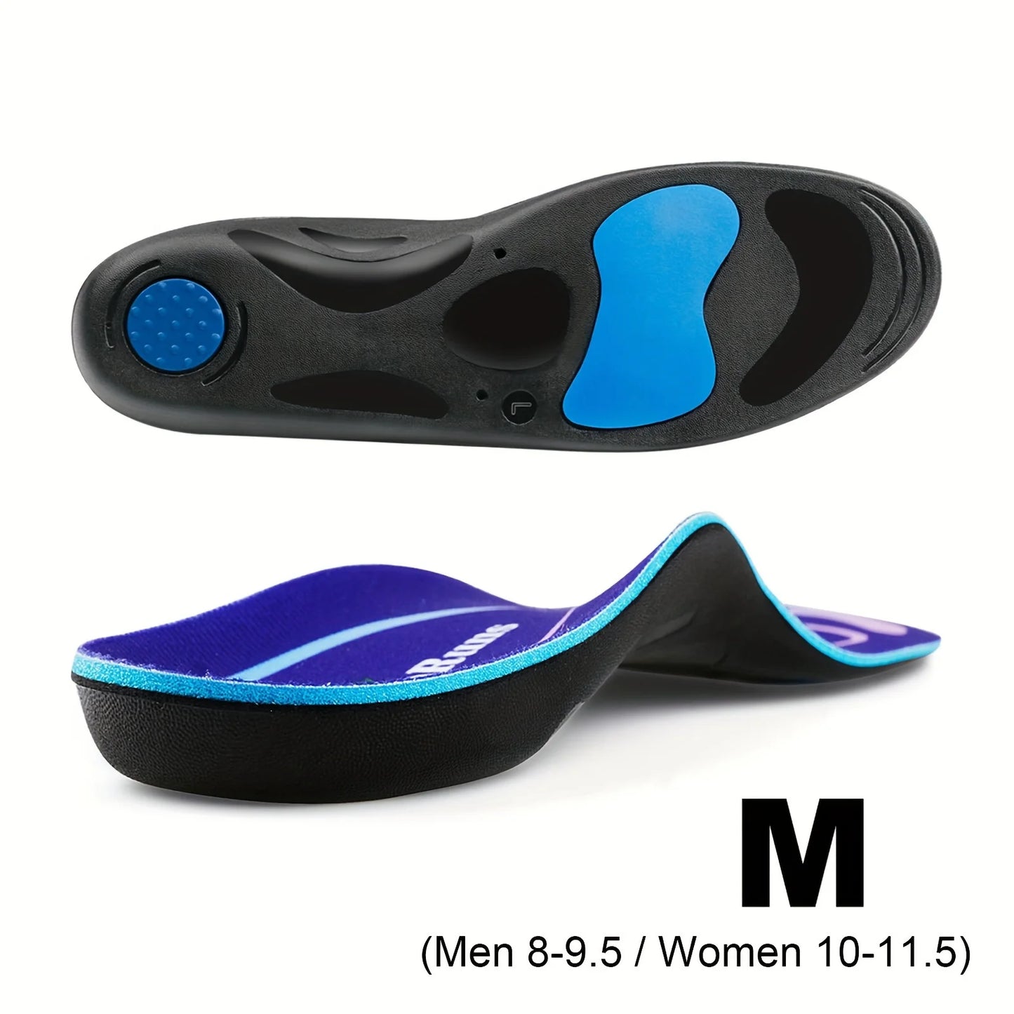 RooRuns Orthotic Insoles, Plantar Fasciitis Relief, Arch Support Insoles for Women & Men, Flat Feet Shoe Inserts for Sports Peaceful Pleasures Health and Wellness M