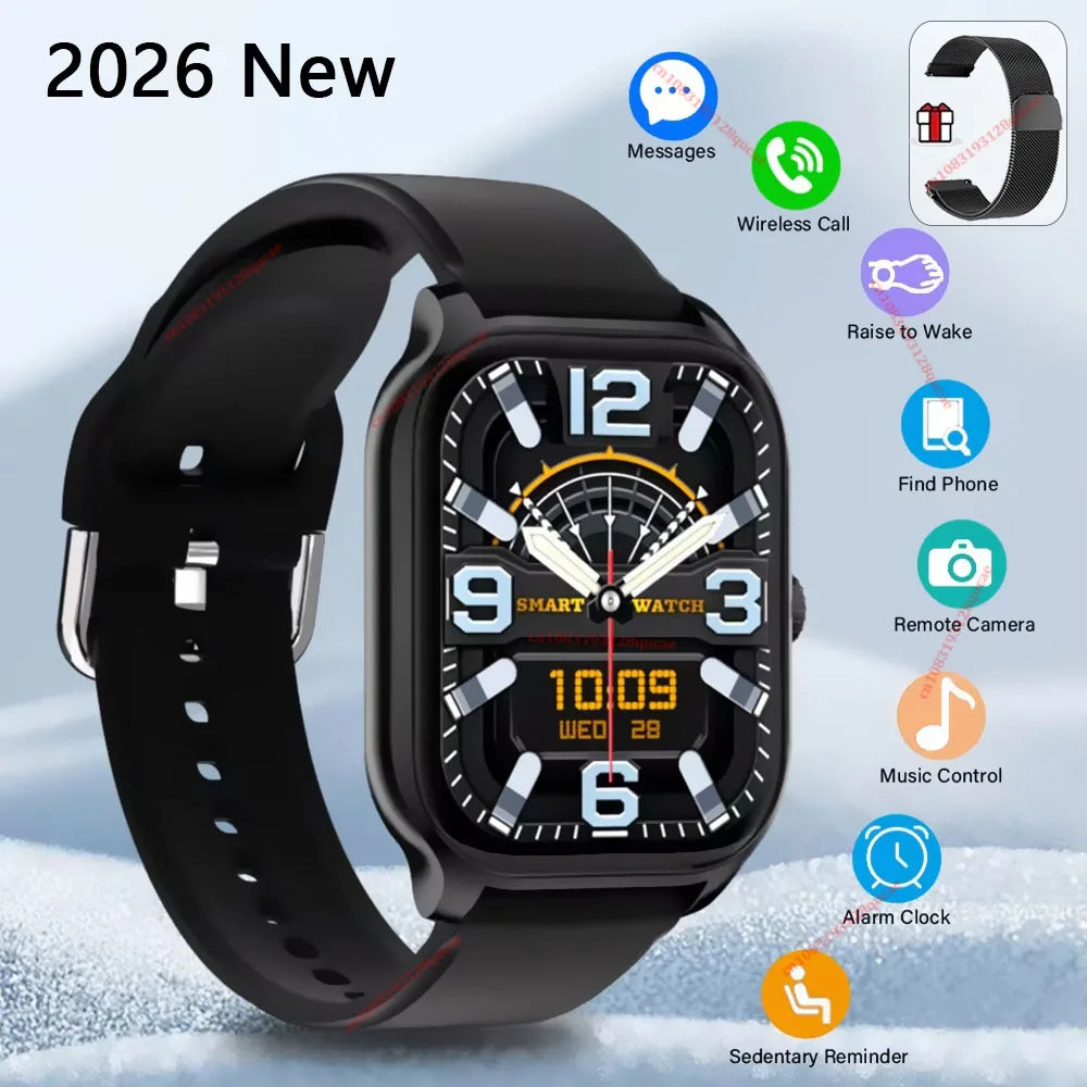 H9 Smart Watch Men Women Sports Fitness Tracker 2.01 HD Screen Bluetooth Talking Blood Pressure Smart Watch For Android IOS Ma27 Peaceful Pleasures Health and Wellness Black Milan