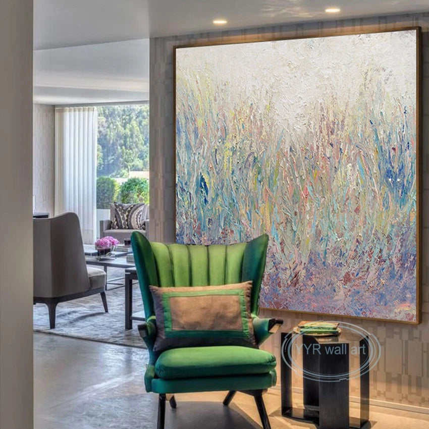 Large Luxury Wall Decor Poster Abstract Handmade Oil Painting Home Aesthetics Mural Living Room Bedroom Porch Hanging Picture Peaceful Pleasures Health and Wellness
