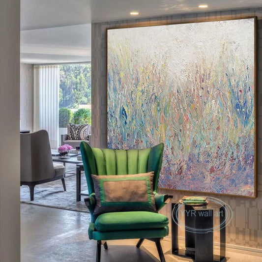 Large Luxury Wall Decor Poster Abstract Handmade Oil Painting Home Aesthetics Mural Living Room Bedroom Porch Hanging Picture Peaceful Pleasures Health and Wellness