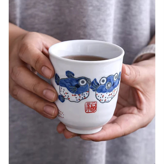 Japanese Style Ceramic Cup Hand Painted Home Tea Cup Japanese Cuisine Ceramic Coffee Peaceful Pleasures Health and Wellness
