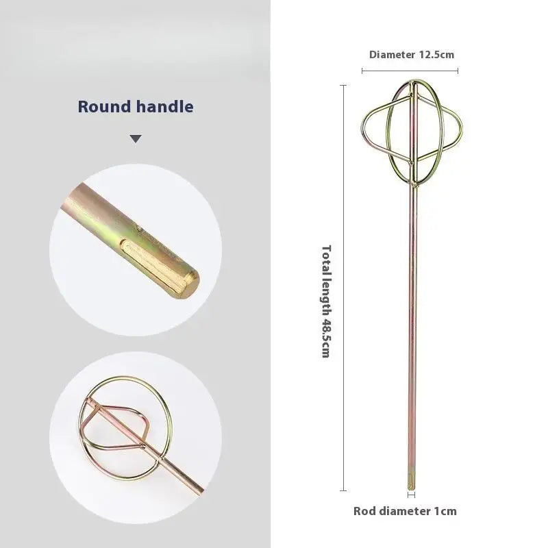 Gold 125mm Putty Powder Coating Paint Electric Mixer Rod Head Cement Mixing Rod Mixer Drill Paint Plaster Mortar Stirring Rod Peaceful Pleasures Health and Wellness Round handle