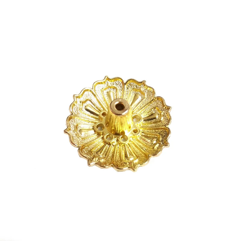 Alloy Lotus Incense Burner Stick Holder Home Buddhism Line Incense Plate Sandalwood Coil Base Temples Delicate Home Decor Peaceful Pleasures Health and Wellness gold