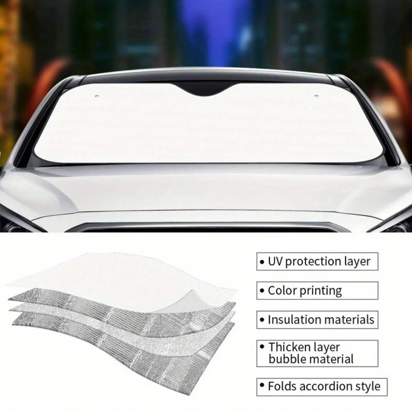 Car Sun Screen Visor Windshield Shade Foldable Shield With Suction Cup Window Covers UV Protection Summer, Fun Vehicle Accessory Peaceful Pleasures Health and Wellness
