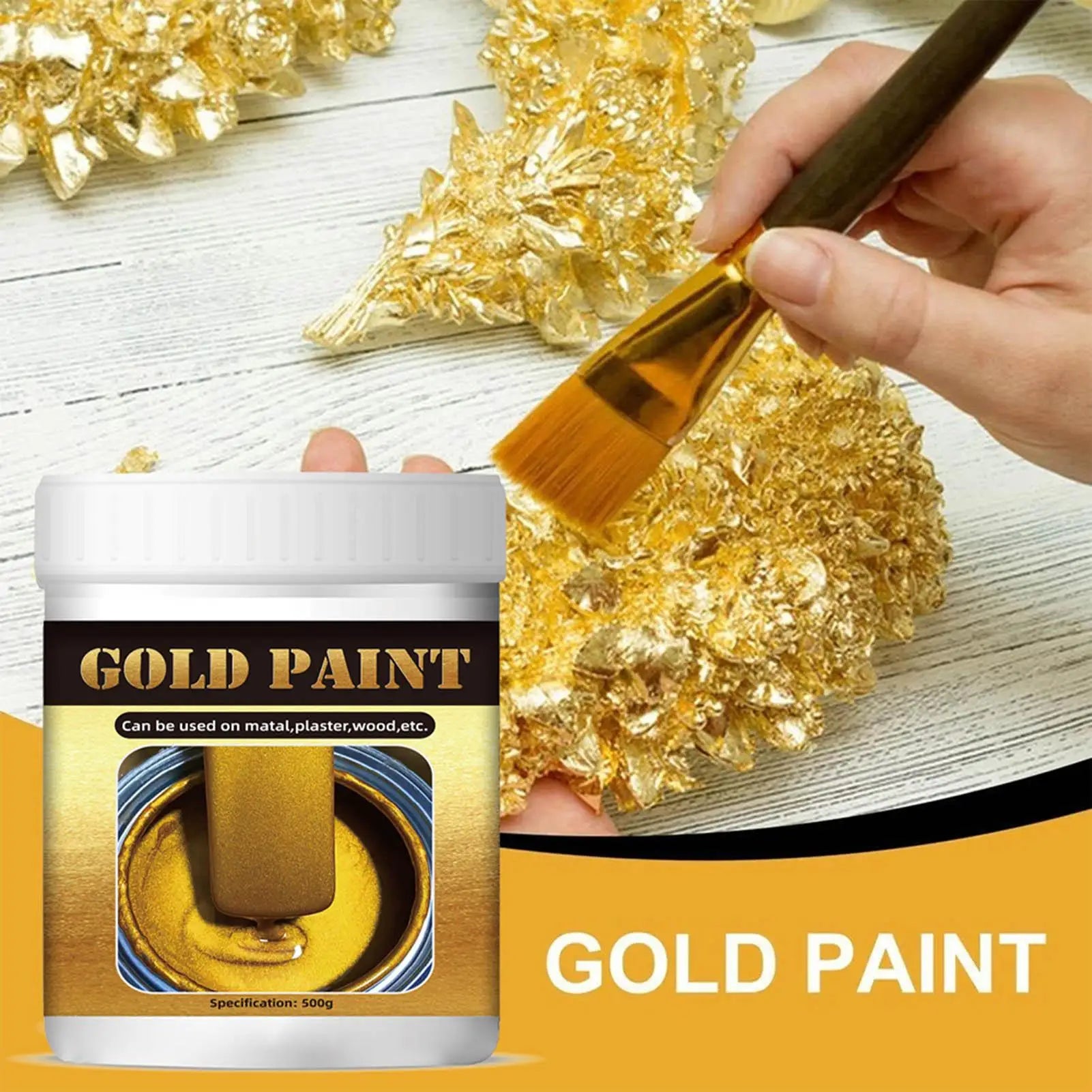 Gold Craft Paint 300g Water-Based Metallicliquid Paint For Wood, Metal, Fabric & Furniture, DIY Painting Supplies, Iron Railing Peaceful Pleasures Health and Wellness