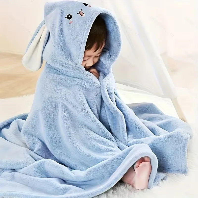 Kids Hooded Bath Towel | Coral Fleece Toddler Bathrobe