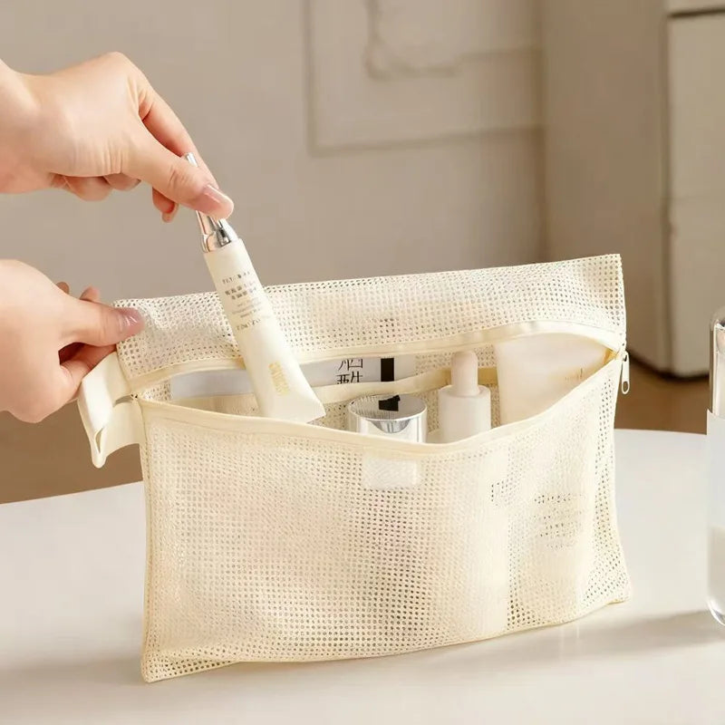 Portable Mesh Wash Bag | Travel Shower Toiletry Organizer