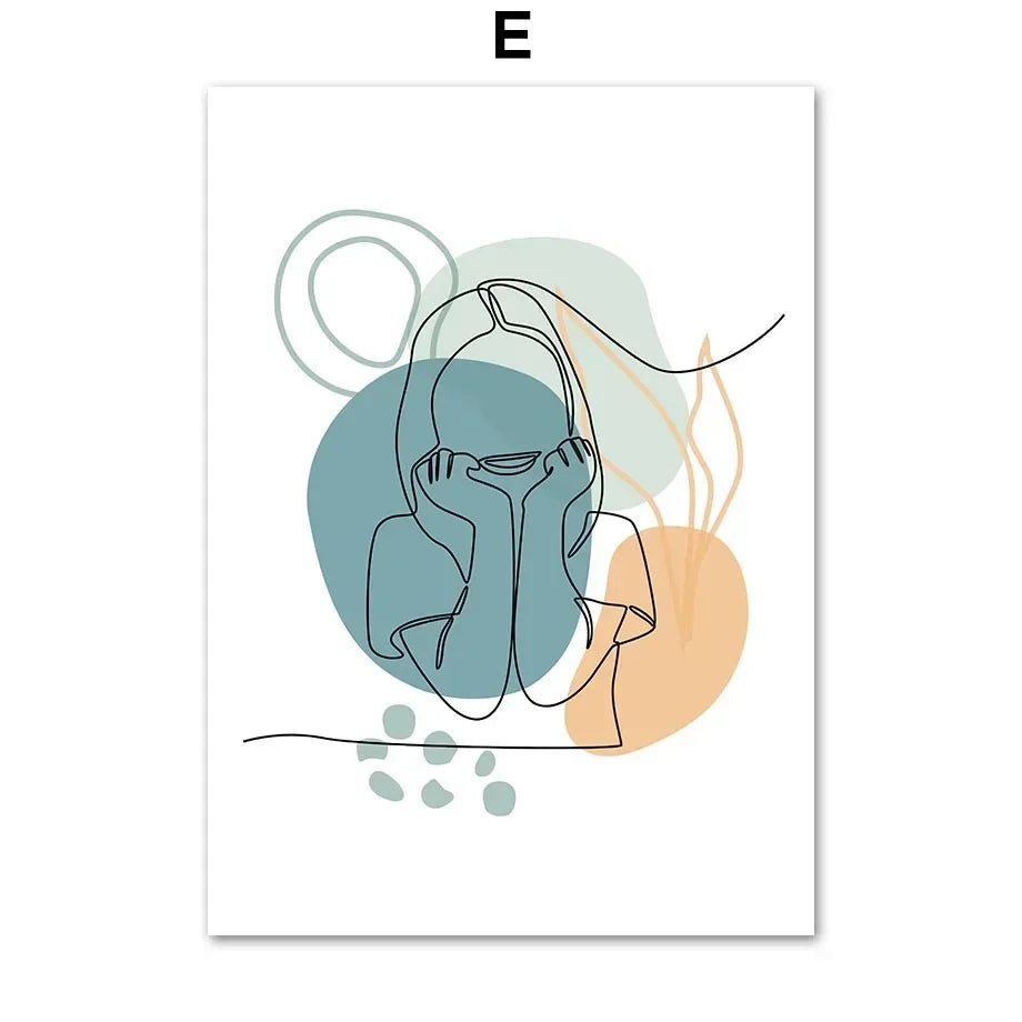 Dental Clinic Canvas Wall Art | Abstract Tooth Line Print