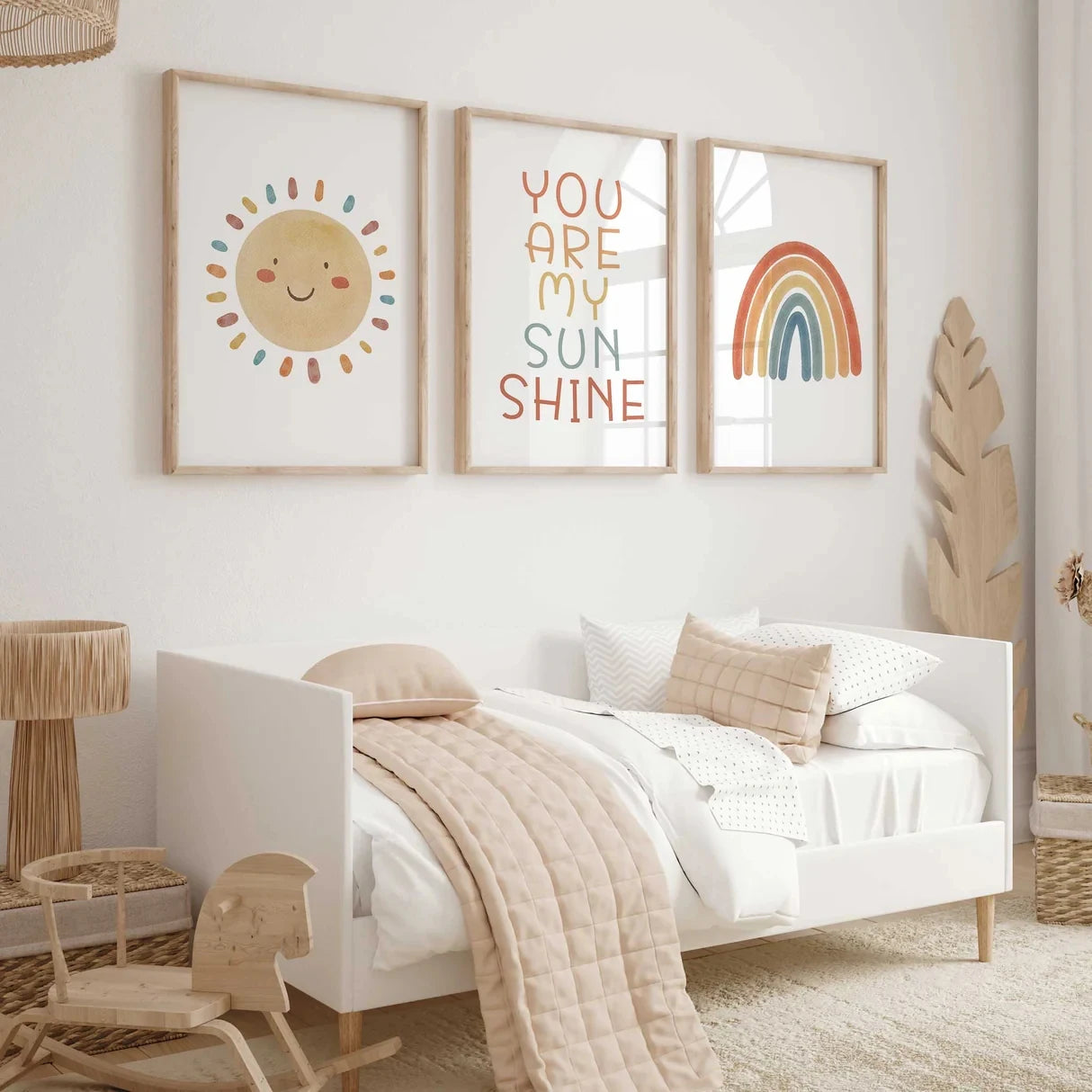 You Are My Sunshine 3-Piece Cartoon Canvas Wall Art Set