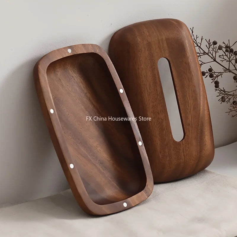 Walnut Wood Tissue Box Cover Holder, Modern Rectangular Design with Removable Lid, Minimalist Home Decor for Tabletop, Bathroom Peaceful Pleasures Health and Wellness