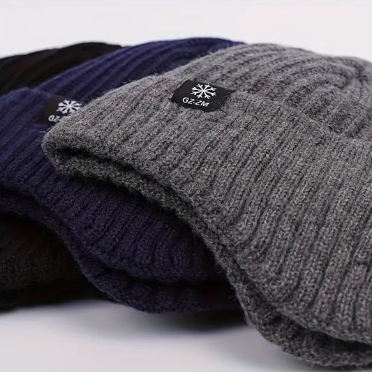 Men's Faux Fur Lined Beanie with Ear Flaps | Winter Knit Hat Winter Knit Beanie Peaceful Pleasures Health and Wellness