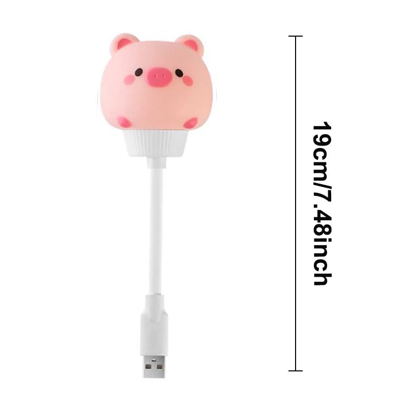 USB Night Light LED Cute Cartoon Night Lamp Bear Chick Kitten Remote Control for Baby Kid Bedroom Decoration Bedside Lamp Peaceful Pleasures Health and Wellness Pig Remote Control Model