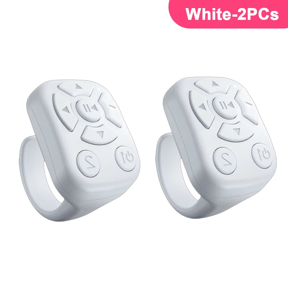 Bluetooth Ring Remote – Page Turner & Camera Shutter for iPhone iPad Peaceful Pleasures Health and Wellness White-2PCs