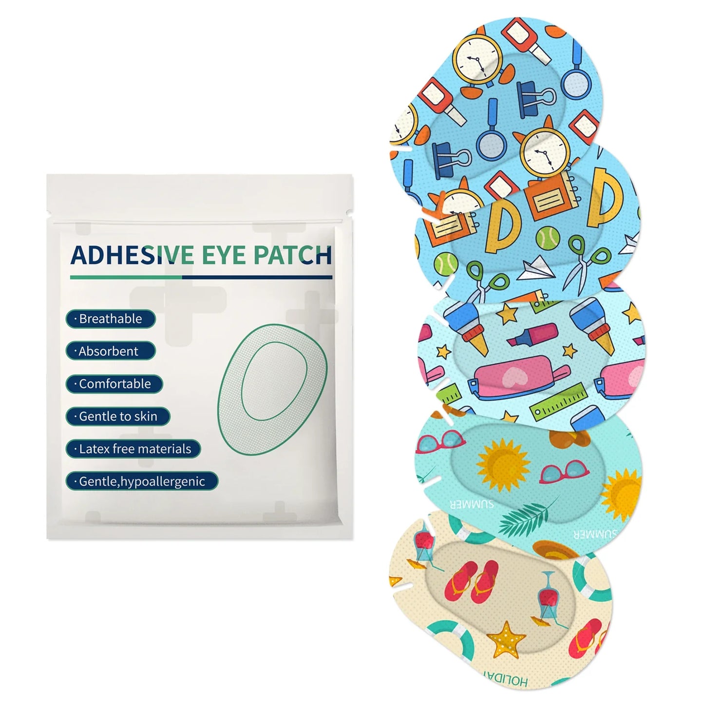 30-Pack Kids Cartoon Adhesive Eye Patches – Breathable & Sterile