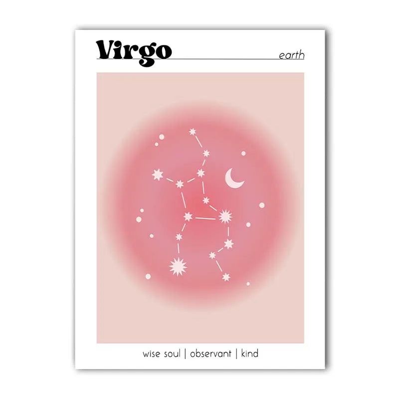Nordic Constellation Canvas Wall Art | Astrology Gradient Poster Canvas Wall Art Peaceful Pleasures Health and Wellness 02 40x50cm No Frame China Mainland