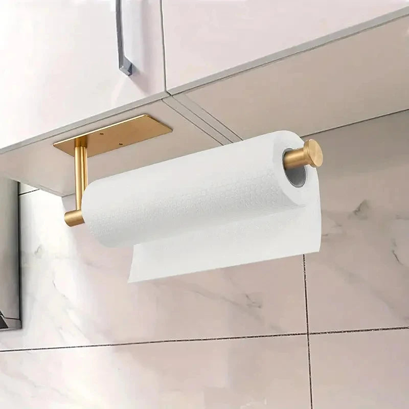 Under Cabinet Paper Towel Holder | No-Drill Black Wall Mount
