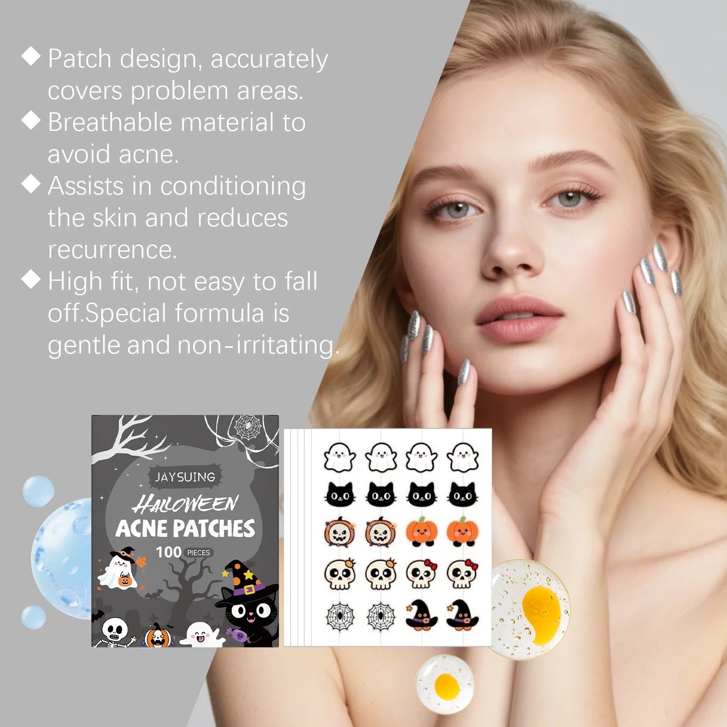 Halloween Acne Patches 100pc – Pumpkin & Bat Spot Cover
