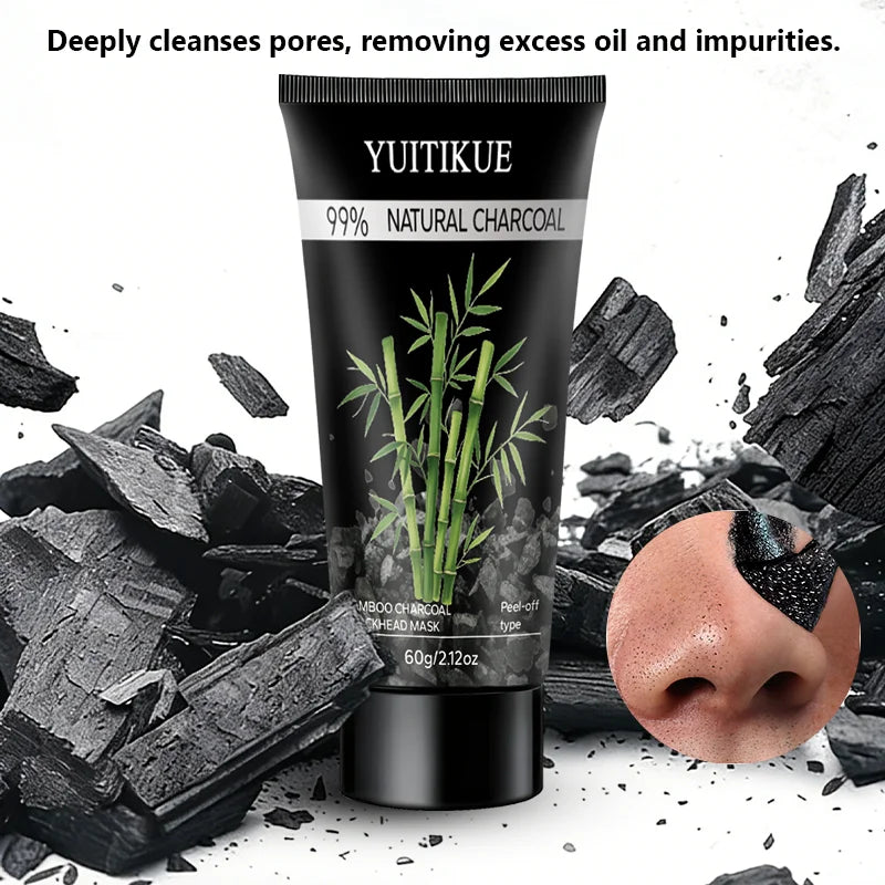 YUITIKUE Bamboo Charcoal Blackhead Mask 60g 99% Natural Charcoal Peel-off Mask for Deep Cleansing Peaceful Pleasures Health and Wellness
