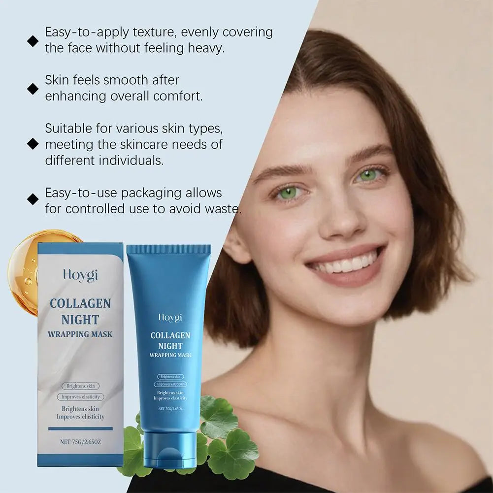 Collagen Glass Skin Night Wrapping Mask – Deep Hydration Peel-Off & Sleeping Face Mask | Anti-Aging & Brightening 75g Peaceful Pleasures Health and Wellness