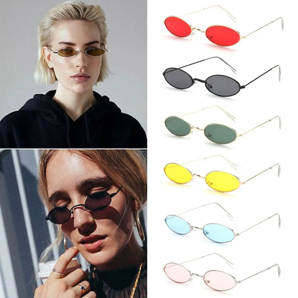 Retro Oval Sunglasses UV400 Vintage Unisex Alloy Frame