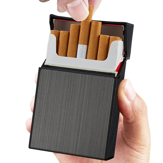 Portable Cigarette Case Metal Smoking Cigarette Box 20pcs Capacity Tobacco Holder Cigarettes Pack Cover Storage Box Men's Gadget Peaceful Pleasures Health and Wellness