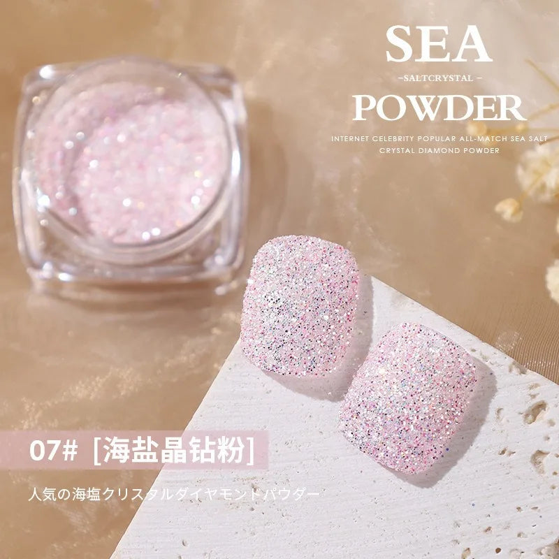 Aurora Sea Salt Nail Glitter Set – 12 Colors Holographic Sugar Powder