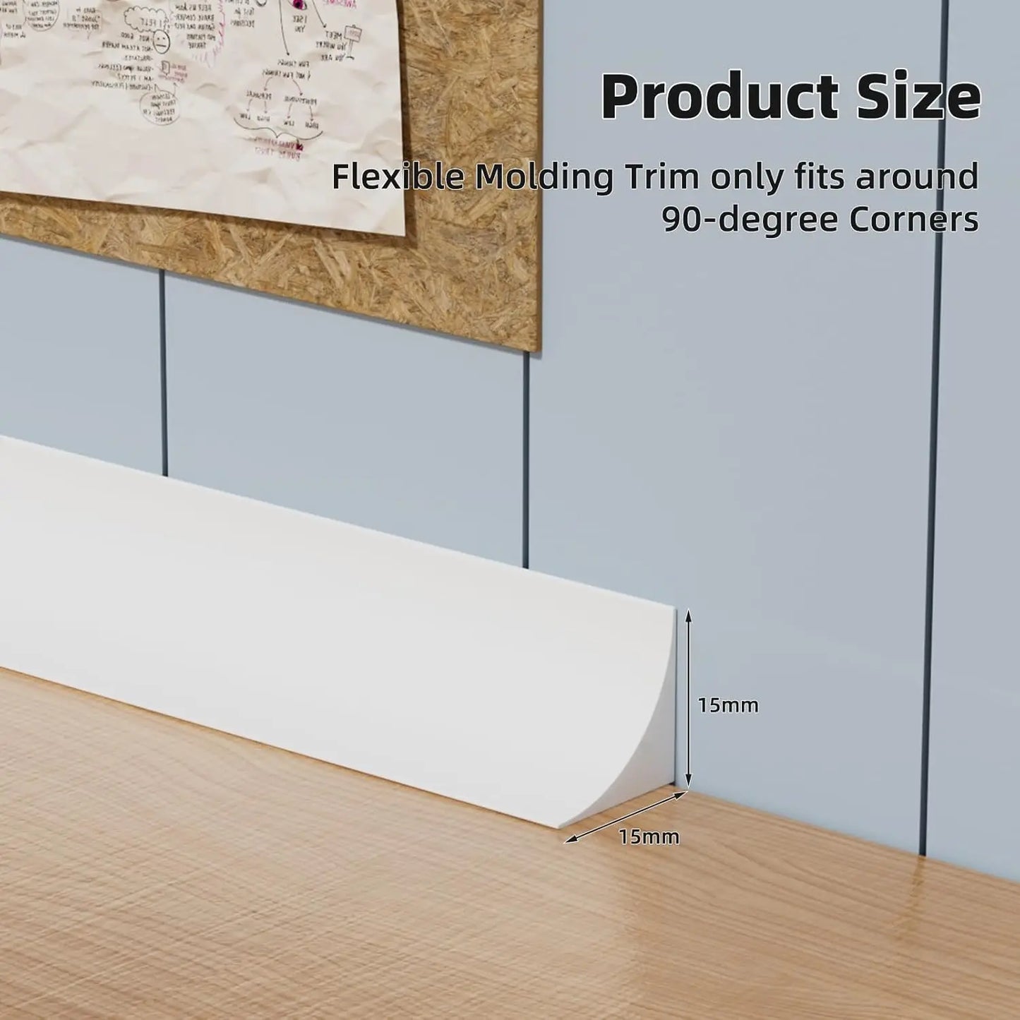 3.28 or 9.8' Flexible Quarter Round Molding Peel and Stick Shoe Molding Baseboard Self-Adhesive Corner Trim for Wall, Floor Edge Peaceful Pleasures Health and Wellness
