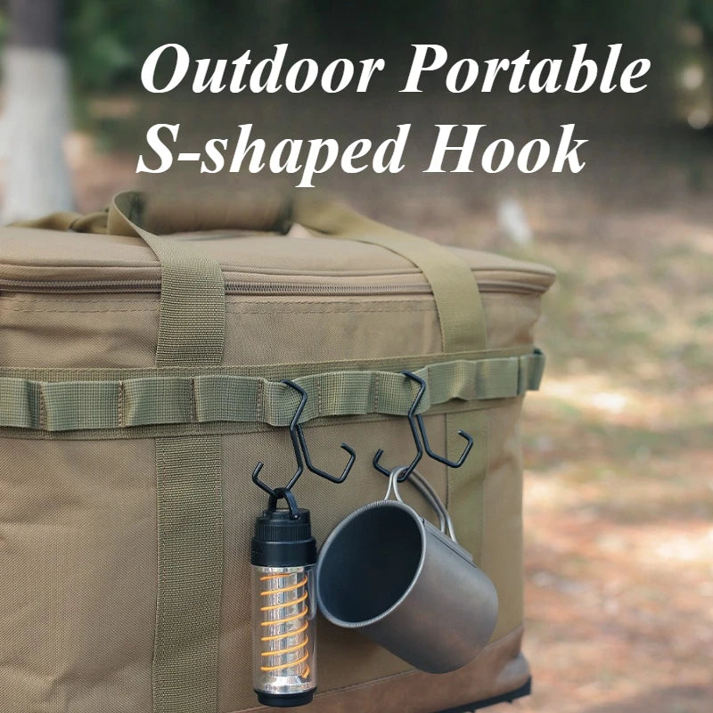 Black Iron Dual S-Hook | Portable Anti-Slip Outdoor Storage Hook