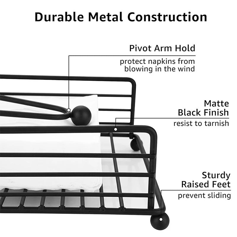New Rustic Metal Napkin Holder Square Paper Organizer For Kitchen Home Restaurant Cafes - Tabletop Decorative Napkin Holder Peaceful Pleasures Health and Wellness