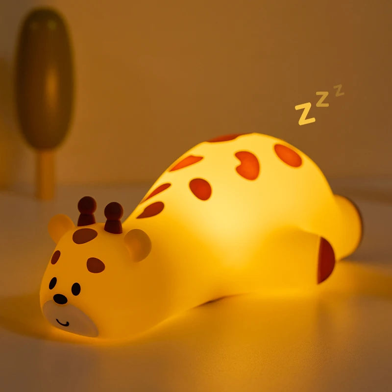 Cute Panda Silicone Patting Lamp Rechargeable Timing LED Night Light For Bedroom Bedside Room Decoration Kids Boys Birthday Gift Peaceful Pleasures Health and Wellness Cute Giraffe